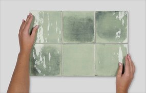 Wandtegel groen Marokkaans Sartoria Tsquare 15x15cm mint tea glans gerectificeerd