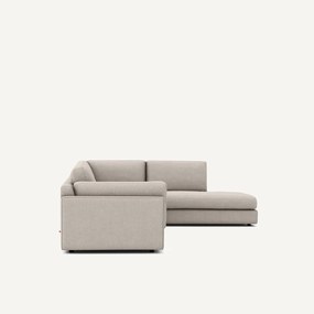 Hoekbank met longchair van viscose en linnen, César