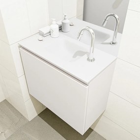 Mondiaz Olan 60cm toiletmeubel linen met wastafel talc midden 1 kraangat