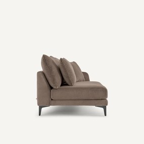Halve bank in stone-kleurig fluweel, 2-zit, MODERNISTE