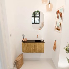 Mondiaz Joya 80cm toiletmeubel ronding links oak met wastafel faye rechts zonder kraangat urban