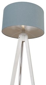 Vloerlamp tripod wit met kap lichtblauw 50 cm - Tripod Classic Modern E27 rond Binnenverlichting Lamp