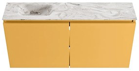 Mondiaz Ture DLux toiletmeubel 100cm ocher met wastafel glace links zonder kraangat