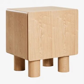 Rechthoekig Nachtkastje 50x40 Cm In Mdf En Gumeri Fineer Natuurlijk Hout - Sklum