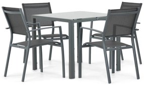 Tuinset 4 personen 85 cm Aluminium/textileen Grijs Lifestyle Garden Furniture Sella/Venustas