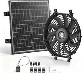 VEVOR Gevelventilator 30,5 cm, zolderventilator op zonne-energie, 2208,7 m³/u, zwart, 3-in-1 ventilatie, koeling en ontvochtiging voor zolders, kassen en werkplaatsen, PP-behuizing, met thermostaat en 50W zonnepaneel