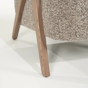 Fauteuil Met Houten Armleuning Taupe
