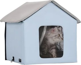 VEVOR Verwarmd kattenhuis, kattenverblijf voor buiten met instelbare temperatuur en timer, opvouwbaar kattenhuis van 600D Oxford-stof met verwarmd kussen voor de winter om het warm en gezellig te houden, blauw (klein)