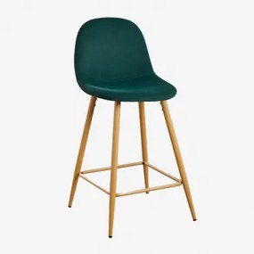 Glamm Fluwelen Hoge Kruk Natuurlijk Hout & Jungle Groen & ↑65 Cm - Sklum
