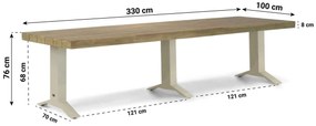Dining Tuintafel  330 x 100 cm Aluminium/teak Taupe Santika Superior