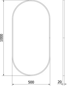 Mexen Loft ovale badkamerspiegel 100 x 50 cm, gouden lijst - 9851-100-050-000-50