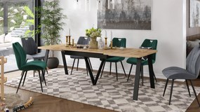 AVERY eik Wotan / onderkant zwart - LOFT/INDUSTRIËLE TAFEL VOOR WOONKAMER/ EETKAMER UITKLAPBAAR TOT 330 cm!