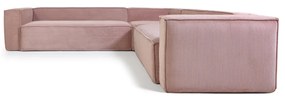 Kave Home Blok Ribstof Hoekbank Roze 320 X 320 Cm