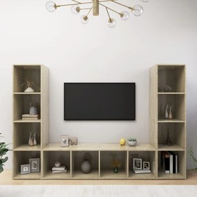 vidaXL Tv-meubelen 3 st 142,5x35x36,5 cm spaanplaat sonoma eikenkleur