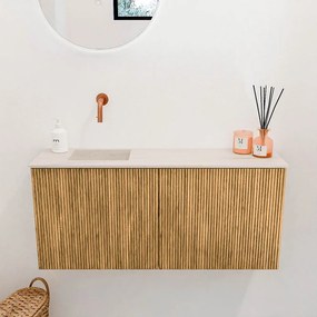 Mondiaz Joya DLux 90cm toiletmeubel oak met wastafel faye links zonder kraangat meli