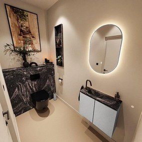 MONDIAZ TURE-DLUX 60cm toiletmeubel Plata. EDEN wastafel Lava positie links. Met 1 kraangat. TUREDX60PLAL1LAV