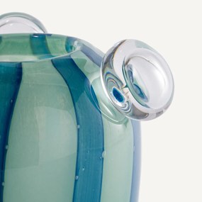 Vaas in handgeblazen glas met 3 bellen, H20,5 cm, Celis