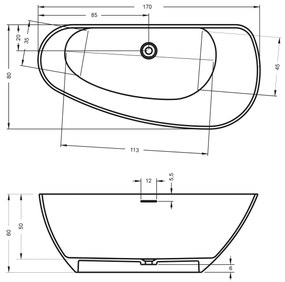 Riho Granada vrijstaand bad solid surface 170x80cm links wit mat