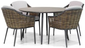 Tuinset Ronde Tuintafel 4 personen 125 cm Wicker Grijs Coco Olivine/Matale