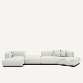 Bank met open hoek links met voetensteun in XL keperstof, JACOPO