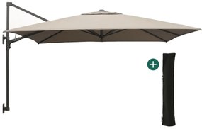 Parasol Shadowline muurparasol | Inclusief hoes | Vierkant | 250x250cm | Met draaihendel | Bruin | Kees Smit Tuinmeubelen