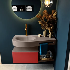 Mondiaz Riva badmeubel 100cm Fire met 1 lade en wastafel links 1 kraangat Smoke
