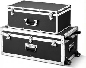 VEVOR 2 x Transportkoffers Opbergdozen Afsluitbare Opbergdozen, Grote Opbergdoos met Wielen & 3 Metalen Handgrepen, Transporteerbaar met Deksel voor Appartement Studentenkamer Zwart