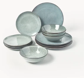 Handgemaakte serviesset Nordic Sea, 4 personen (12-delig)