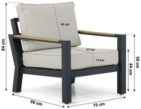 Tuinstoel Aluminium/Polywood (teakfinish) Grijs-antraciet Lifestyle Garden Furniture Bilbao
