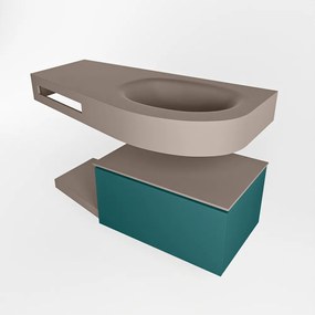 Mondiaz Riva badmeubel 100cm Smag met 1 lade en wastafel rechts 0 kraangaten Smoke