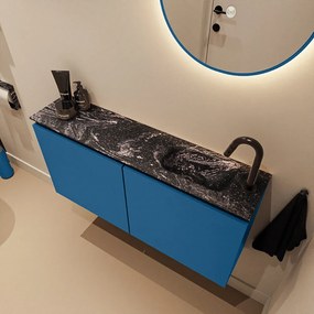 Mondiaz Ture DLux toiletmeubel 100cm jeans met wastafel lava rechts met kraangat