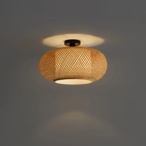 Japandi plafondlamp bamboe met witte binnenkant - Liva