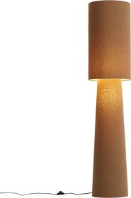 Japandi vloerlamp bruin teddy stof 2-lichts - Trompet