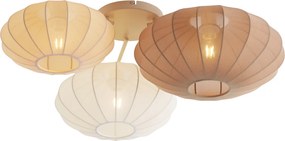 Japandi plafondlamp wit met beige en bruin 3-lichts - Multi Bida