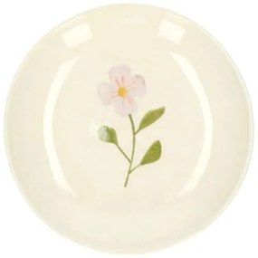 Gebaksbordje, steengoed, roze bloem,Ø 16 cm