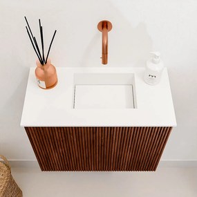 Mondiaz Joya 50cm toiletmeubel ruby met wastafel faye rechts zonder kraangat talc