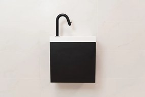 Sanigoods Minimo toiletmeubel 40cm mat zwart met witte fontein met kraangat