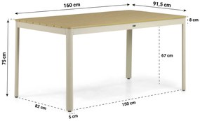 Dining Tuintafel rechthoekig 160 x 91,5 cm Aluminium Taupe Santika Mind