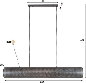 Hanglamp Koker Geperforeerd Staal 145 Cm