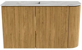 Mondiaz Joya DLux 70cm toiletmeubel ronding rechts oak met wastafel faye links 1 kraangat glace