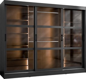 Kledingkast Comfivo Opus, Zwart, 203x250x65cm, 222 kg, Kledingkast deuren: Schuivend