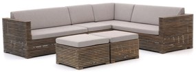 Hoek loungeset ROUGH  | 6 personen | Loungeset Old Teak Greywash/Beige | Hoekbank Teakhout | 270x210cm | Kees Smit Tuinmeubelen