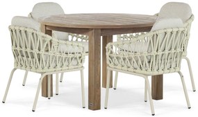 Tuinset Ronde Tuintafel 4 personen 120 cm Aluminium/rope Taupe Coco Barcelona/Brighton