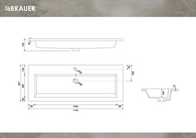 Brauer Solar Slim wastafel mineraalmarmer 120cm met 1 kraangat wit glans