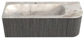 Mondiaz Kurve-dlux 125cm badmeubel ronding rechts shadow met 1 lade en deur en wastafel big medium kraangat links frappe