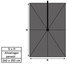 Platinum Challenger zweefparasol Premium T2 2,6x3,5 m - Faded Black met ingraafvoet en hoes