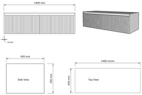 Gliss Design Timotheus badmeubel met 2 lades en ribbelfront 140cm black veneer wit toppaneel en waskom