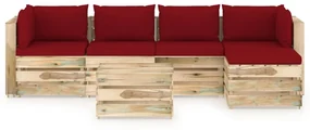 vidaXL 6-delige Loungeset met kussens groen geïmpregneerd hout