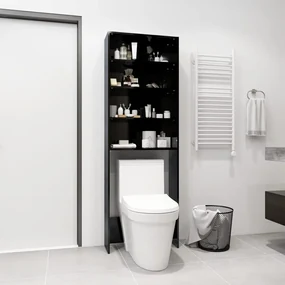 vidaXL Wasmachinekast 64x24x190 cm hoogglans zwart