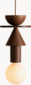 Kleine dimbare hanglamp Junit Walnoot, handgemaakt